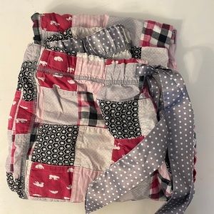 Aerie Pajama pants pink black patchwork, satin tie size small